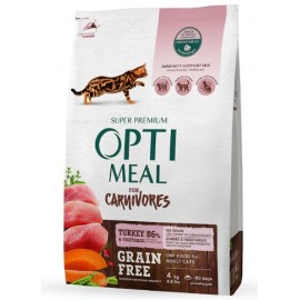 Беззерновой сухой корм Optimeal для взрослых кошек, с индейкой и овоща..