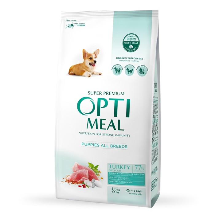 Сухий корм Optimeal для цуценят всіх порід, з індичкою, 1.5 кг