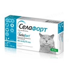 Селафорт капли от блох клещей и гельминтов для кошек весом 2,6-7,5 кг, 1 пипетка