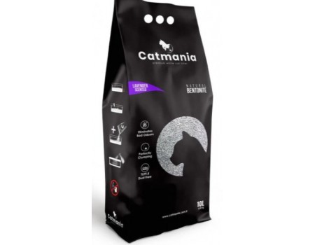 Бентонитовый наполнитель Catmania для кошек с запахом лаванды, фиолетовые гранулы, 10 л