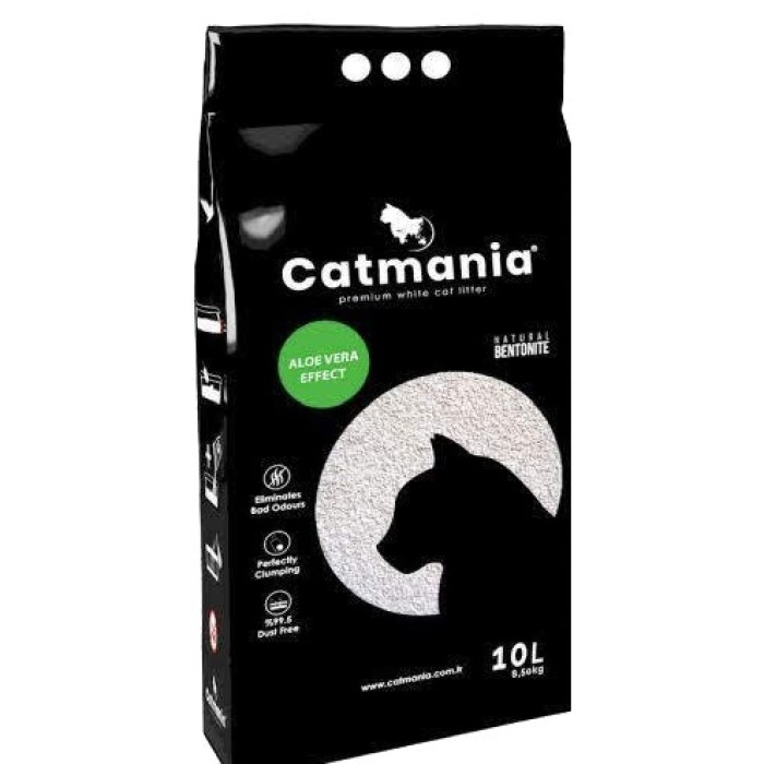 Бентонітовий наповнювач Catmania для кішок із запахом алое вера, зелені гранули, 10 л