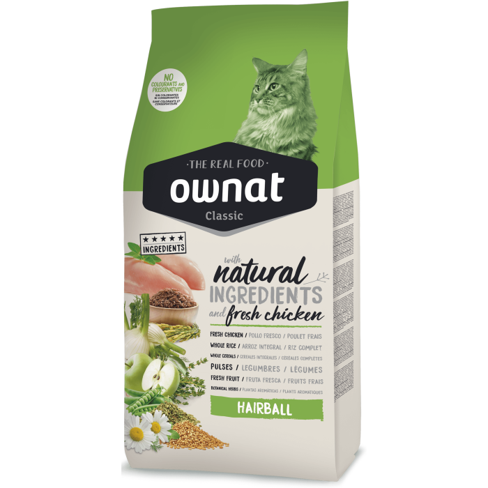 Ownat Classic Hairball (Cat) — корм для кошек для выведения шерсти, 1,5 кг