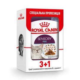 Акция 3+1 // Влажный корм для взрослых кошек ROYAL CANIN SENSORY FEEL ..