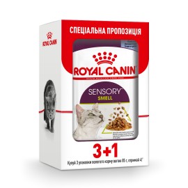 Акция 3+1 // Влажный корм для взрослых кошек ROYAL CANIN SENSORY SMELL..