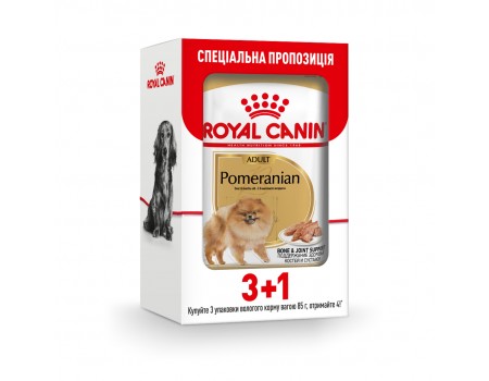 Вологий корм для собак Royal Canin Pomeranian Loaf pouch 85 г, 3+1 шт - домашня птиця