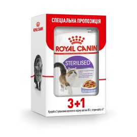 Влажный корм для кошек Royal Canin Sterilised jelly pouch 85 г, 3+1 шт..