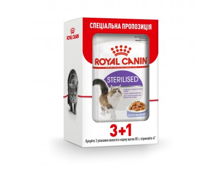 Вологий корм для котів Royal Canin Sterilised jelly pouch 85 г, 3+1 шт - домашня птиця