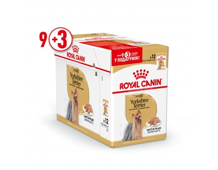 Акция Royal canin YORKSHIRE ADULT 0.085kg - упаковка 9шт +3шт в подарок