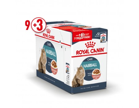 Акция Royal canin HAIRBALL CARE 0.085kg - упаковка 9шт +3шт в подарок
