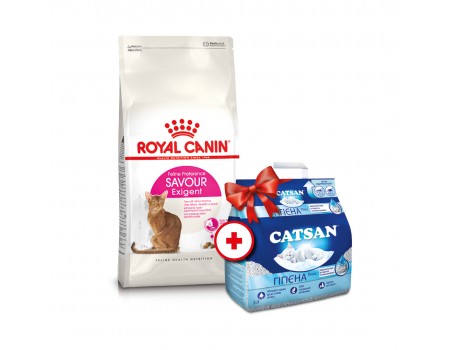 Акция Сухой корм для кошек Royal Canin EXIGENT SAVOUR 4 кг + Наполнитель для туалетов Catsan 5 л