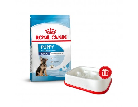 Сухой корм ROYAL CANIN MAXI PUPPY для щенков больших пород, 4 кг + миска для медленного питания в подарок