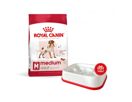 Сухой корм ROYAL CANIN MEDIUM ADULT для взрослых собак средних пород, 4 кг + миска для медленного питания в подарок