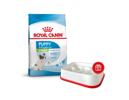 Сухой корм ROYAL CANIN XSMALL PUPPY для щенков мелких пород, 3 кг. + миска для медленного питания в подарок.