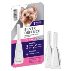 КАПЛИ НА ХОЛКУ SILVER DEFENCE ОТ БЛОХ, КЛЕЩЕЙ И КОМАРОВ ДЛЯ СОБАК ВЕСОМ 1,5-4 КГ