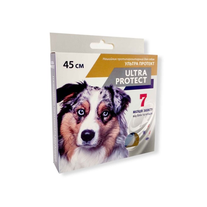 НАШИВНИК ULTRA PROTECT ВІД БЛОХІВ І КЛІЩІВ ДЛЯ ЗОБАК СЕРЕДНІХ ПОРОД (45 СМ) СИНІЙ