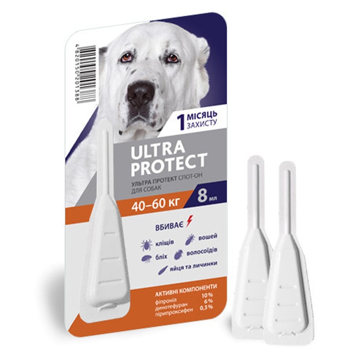 КАПЛИ НА ХОЛКУ ULTRA PROTECT ОТ БЛОХ И КЛЕЩЕЙ ДЛЯ СОБАК 40-60 КГ