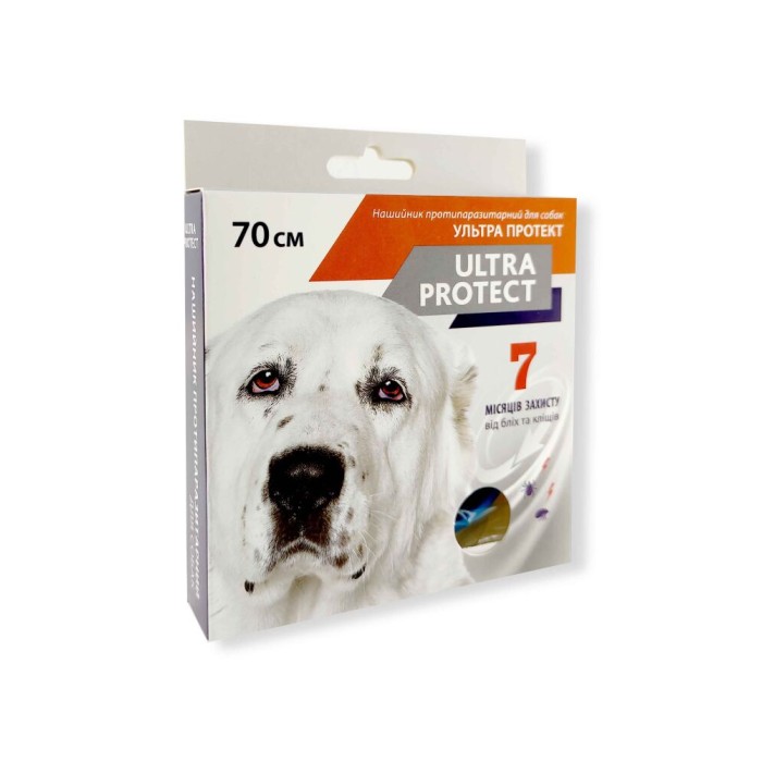 НАШИВНИК ULTRA PROTECT ВІД БЛОХІВ І КЛІЩІВ ДЛЯ ЗОБАК ВЕЛИКИХ ПОРІД (70 СМ) СИНІЙ