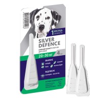 КАПЛИ НА ХОЛКУ SILVER DEFENCE ОТ БЛОХ, КЛЕЩЕЙ И КОМАРОВ ДЛЯ СОБАК ВЕСОМ 20-30 КГ 1 пипетка
