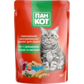 Пан Кіт Птах та овочі пауч для дорослих кішок всіх порід з домашнім пт..