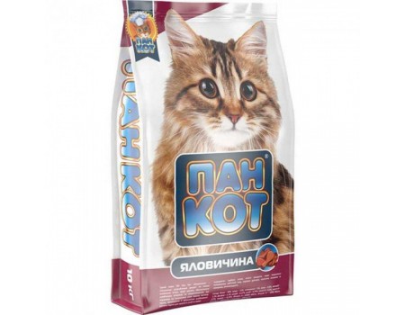 Сухой корм для кошек Пан Кот Говядина 10кг