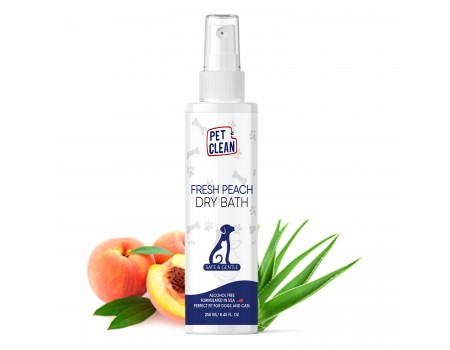Сухий шампунь Pet Clean DRY BATH-FRESH PEACH  для домашніх тварин з ароматом персику 250мл