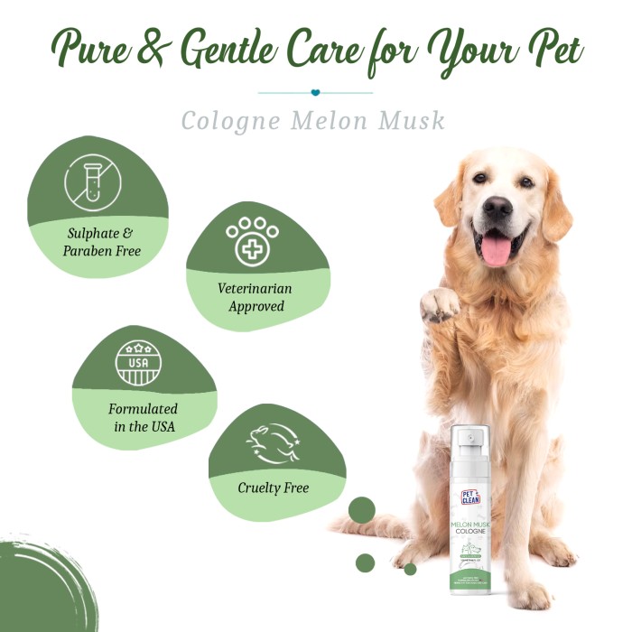 Парфюмерный спрей Pet Clean PET COLOGNE MUSK MELON после груминга для освежения шерсти животных между купаниями с легким ароматом мускусной дыни 100мл