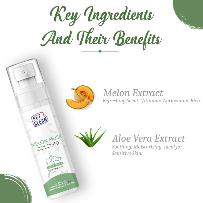 Парфюмерный спрей Pet Clean PET COLOGNE MUSK MELON после груминга для освежения шерсти животных между купаниями с легким ароматом мускусной дыни 100мл