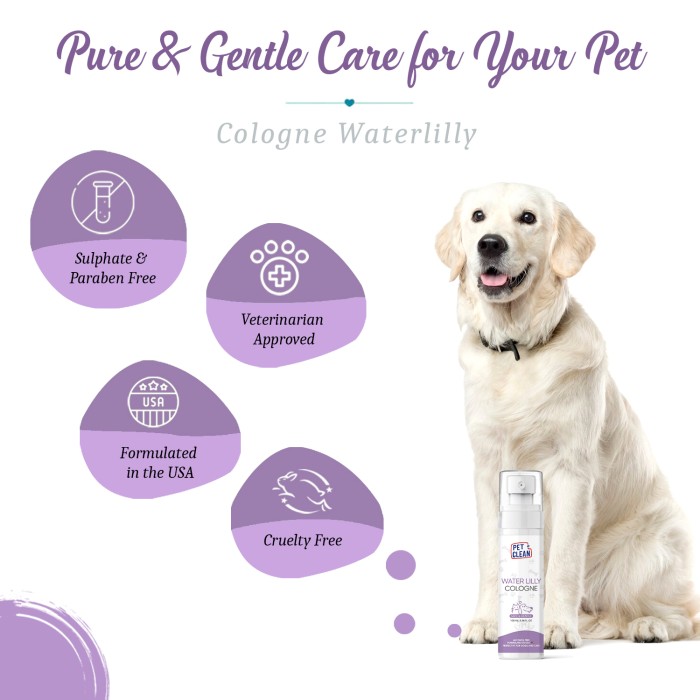 Парфюмерный спрей Pet Clean PET COLOGNE WATERLILLY после груминга для освежения шерсти животных между купаниями с легким ароматом цветка лотоса 100мл
