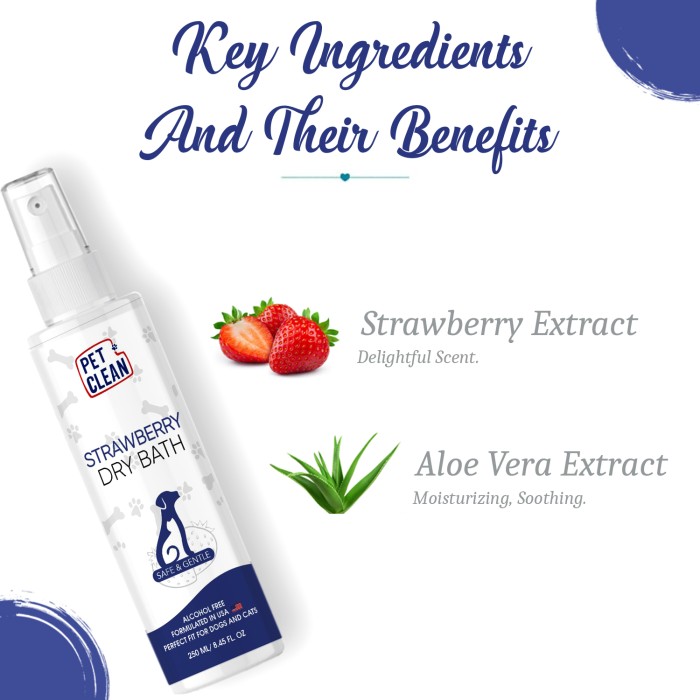Сухой шампунь Pet Clean DRY BATH-STRAWBERRY для животных с ароматом клубники 250мл