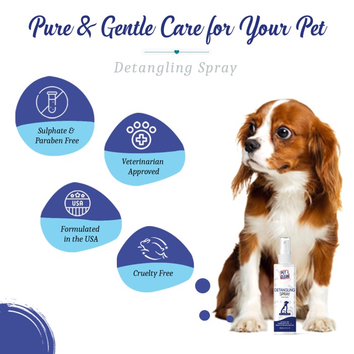 Спрей Pet Clean DETANGLING SPRAY для распутывания колтунов у животных кондиционирует и делает гладкой шерсть 200мл