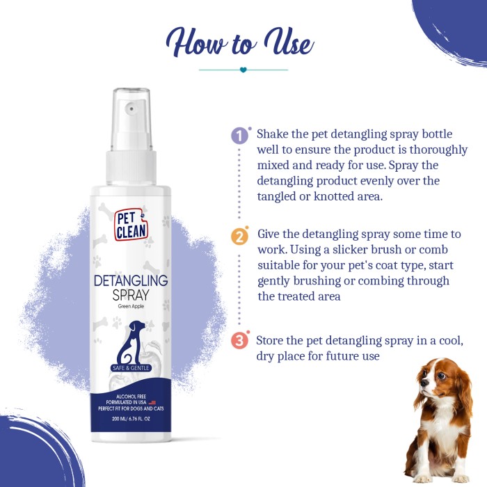 Спрей Pet Clean DETANGLING SPRAY для распутывания колтунов у животных кондиционирует и делает гладкой шерсть 200мл