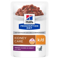 Вологий корм Hills Feline k/d Beef, захворювання нирок, ниркова нед-сть, яловичина, пауч 85г
