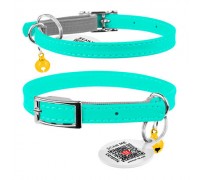Ошейник для котов кожаный WAUDOG Glamour с QR паспортом, без украшений..