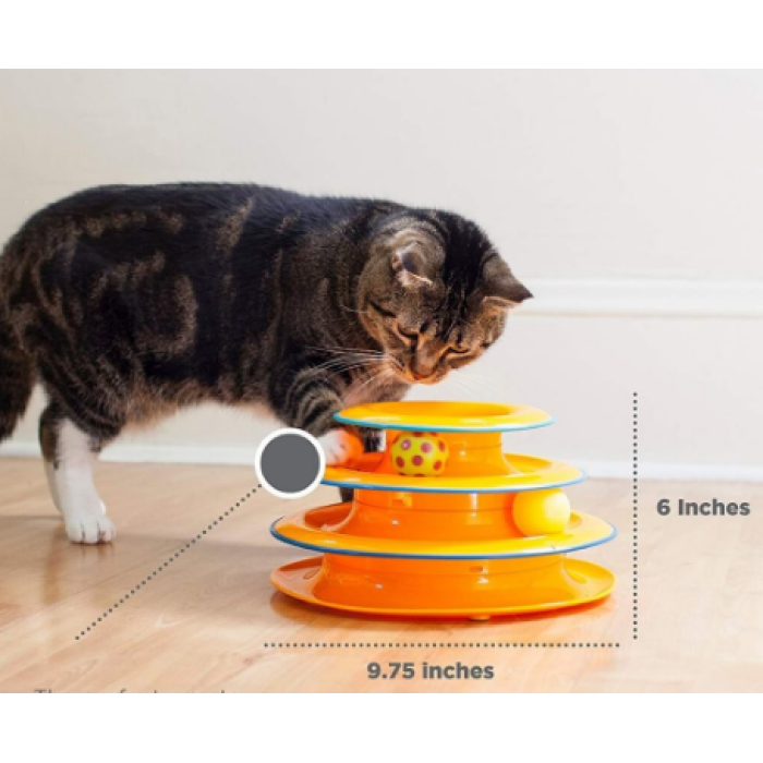 PETSTAGES Іграшка для котів Петстейджес Трек Башта з м'ячиками, 15 х Д-25 см