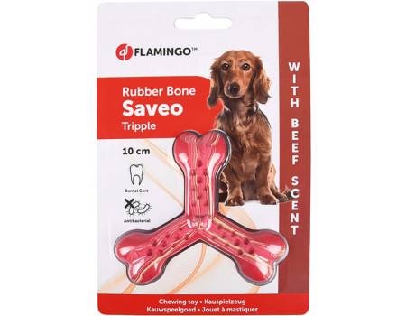 Flamingo Rubber Flexo Saveo Triple Bone Beef ФЛАМИНГО САВЕО ТРОЙНАЯ КОСТЬ жевательная игрушка для собак, вкус говядины, 10х8,5 см.