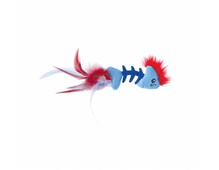 Petstages Feather Fish Bone Blu игрушка для кошек рыбка с перьями голубая