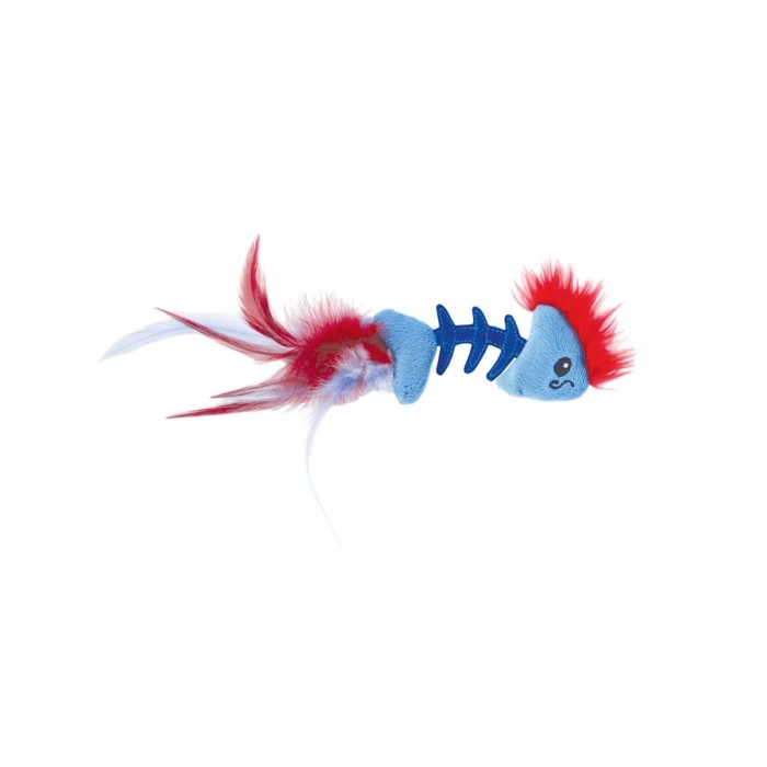 Petstages Feather Fish Bone Blu игрушка для кошек рыбка с перьями голубая