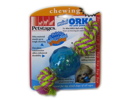 PETSTAGES Іграшка для собак малих та карликових порід "Орка міні м'ячик з канатиками" D-6 см