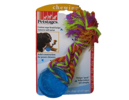 PETSTAGES Іграшка для собак "Орка Шайба з канатом" 6.5х2,5 см