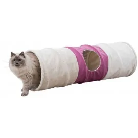 Ігровий тунель Trixie для кота XXL (плюш) 35х115 см, беж/фуксія..