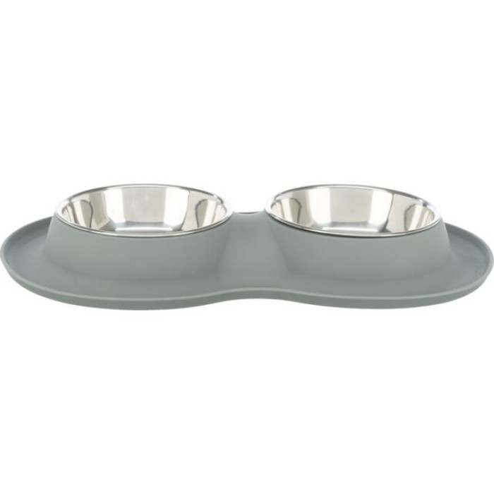Миска для собак Trixie 2 x 0,4 л., ? 16 см / 40 x 5 x 23 см. серый