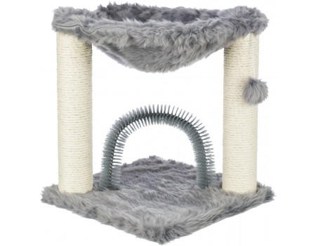 Дряпка для котів Trixie Baza зі щіткою сизаль/плюш сірий, 41×41×50 см