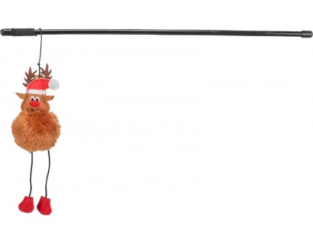 Игрушка для кошек Trixie Палочка-дразнилка с рождественским оленем, пластик, 45 см