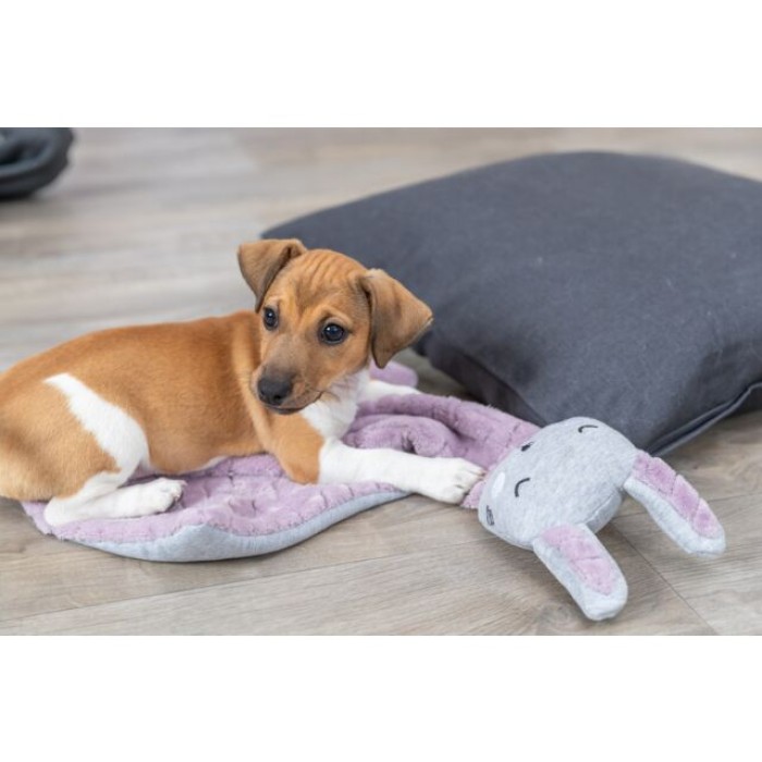 Ковдра Trixie Junior з іграшкою-кроликом, 30х30см сірий/рожевий