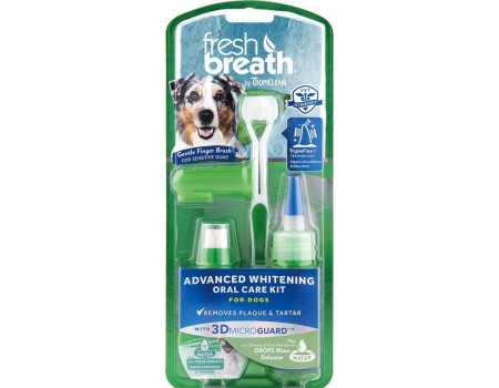 Набор Tropiclean Fresh Breath 3D Microguard для чистки зубов у собак, гель и щетка, 59 мл