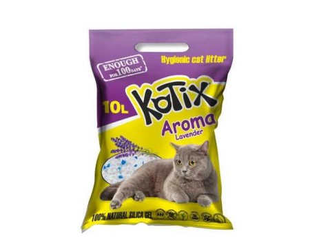Kotix  Силикагелевый наполнитель для кошачьего туалета, 10л с ароматом лаванды