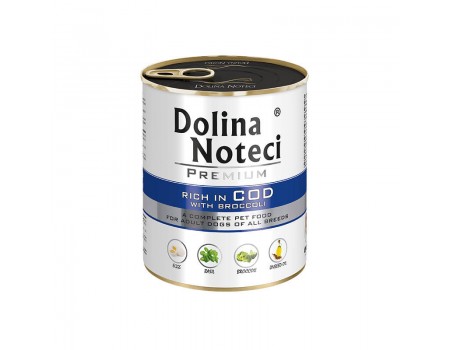 Влажный корм для собак Dolina Noteci Premium, с треской и брокколи, 800 г