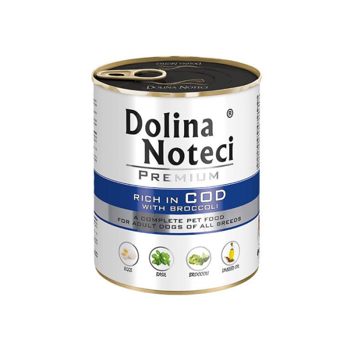 Вологий корм для собак Dolina Noteci Premium, з тріскою та броколі, 800 г 
