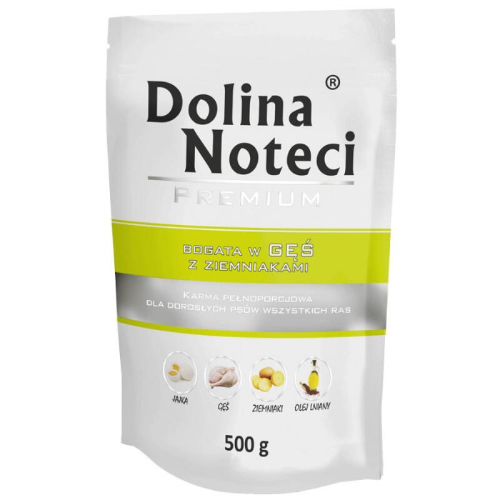 Влажный корм для собак Dolina Noteci Premium, с гуской и картофелем, пауч, 500 г