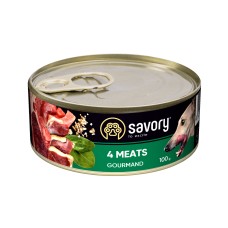 Вологий корм для дорослих собак Savory Dog Gourmand з чотирма видами м'яса, 100 г